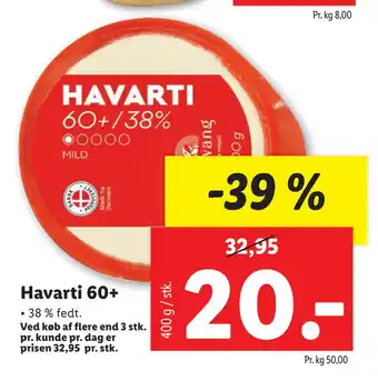 Lidl Havarti 60+ tilbud