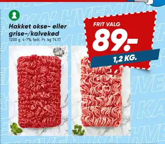 Hakket okse- eller grise-/kalvekød