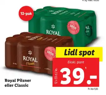 Lidl Royal Pilsner eller Classic tilbud