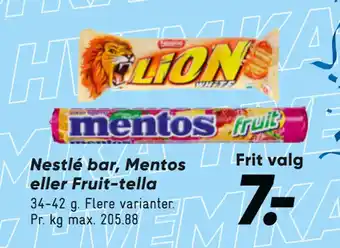 Nestlé bar, Mentos eller Fruit-tella
