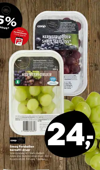 SuperBrugsen Smag Forskellen kernefri druer tilbud