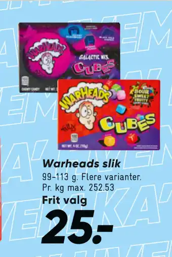 Bilka Warheads slik tilbud