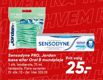 Bilka Sensodyne PRO, Jordan base eller Oral B mundpleje tilbud