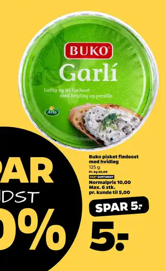 Netto Buko pisket flødeost med hvidløg tilbud