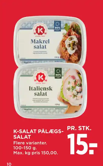 MENY K-SALAT PÅLÆGSSALAT tilbud