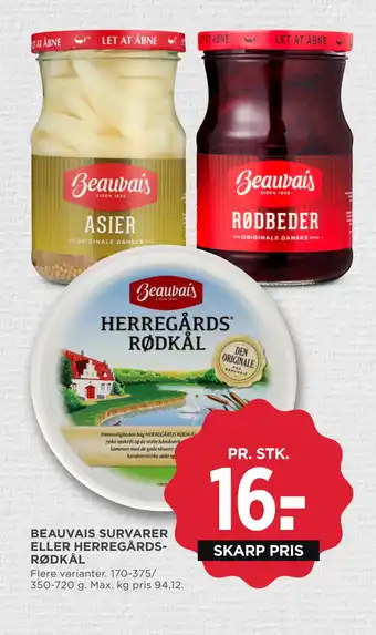 MENY BEAUVAIS SURVARER ELLER HERREGÅRDSRØDKÅL tilbud