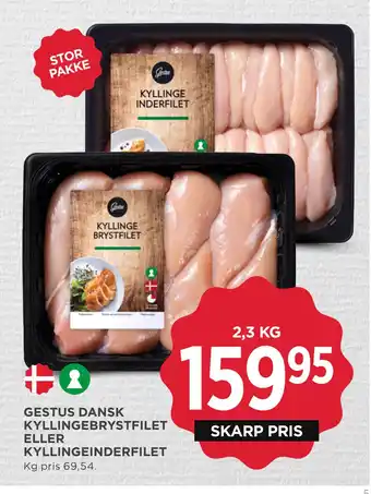 MENY GESTUS DANSK KYLLINGEBRYSTFILET ELLER KYLLINGEINDERFILET tilbud