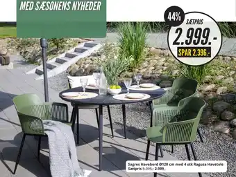 My Home Sagres Havebord Ø120 cm med 4 stk Ragusa Havetole tilbud