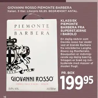 MENY GIOVANNI ROSSO PIEMONTE BARBERA tilbud