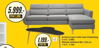 My Home Arizona 3-pers Sofa med Chaiselong tilbud