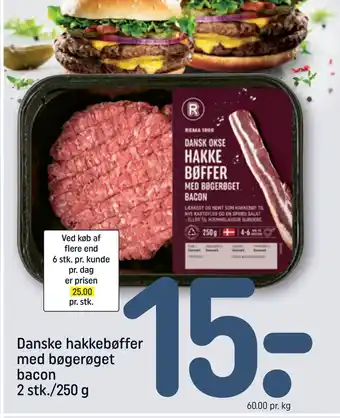 REMA 1000 Danske hakkebøffer med bøgerøget bacon tilbud