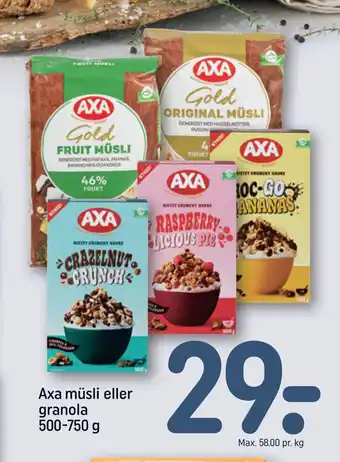 REMA 1000 Axa müsli eller granola 500-750 g tilbud