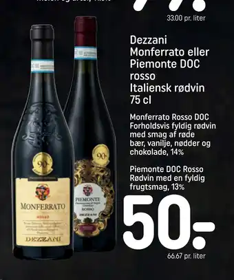 REMA 1000 Dezzani Monferrato eller Piemonte DOC rosso Italiensk rødvin 75 cl tilbud