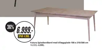 My Home Futura Spisebordbord med tillægsplade 100 x 210/300 cm tilbud