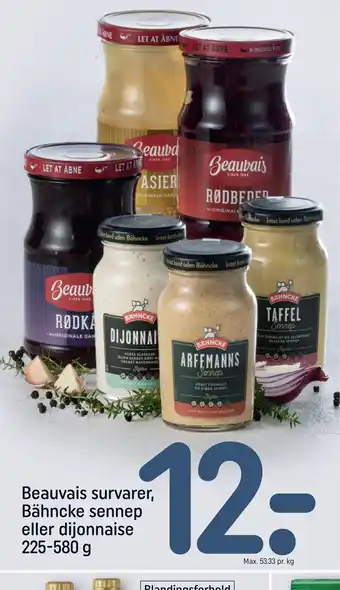 REMA 1000 Beauvais survarer, Bähncke sennep eller dijonnaise 225-580 g tilbud