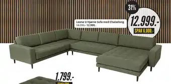 My Home Leone U Hjørne Sofa med Chaiselong tilbud