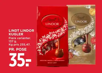 MENY LINDT LINDOR KUGLER tilbud
