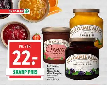 SPAR Den Gamle Fabrik Marmelade eller Ribsgelé tilbud