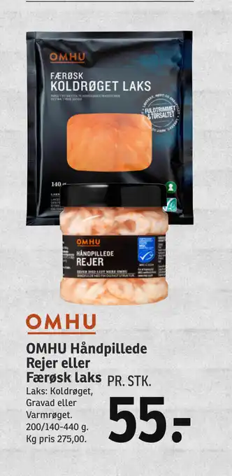 SPAR OMHU Håndpillede Rejer eller Færøsk laks tilbud