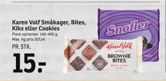 SPAR Karen Volf Småkager, Bites, Kiks eller Cookies tilbud