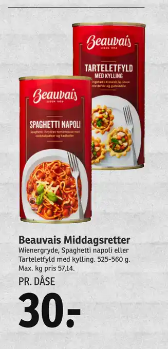 SPAR Beauvais Middagsretter tilbud