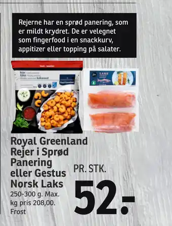 SPAR Royal Greenland Rejer i Sprød Panering eller Gestus Norsk Laks tilbud