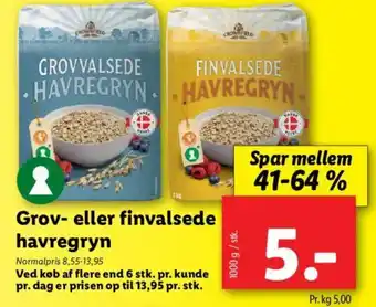 Lidl Gzrov- eller finvalsede havregryn tilbud