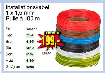 Harald Nyborg Installationskabel 1 x 1,5 mm² Rulle à 100 m tilbud