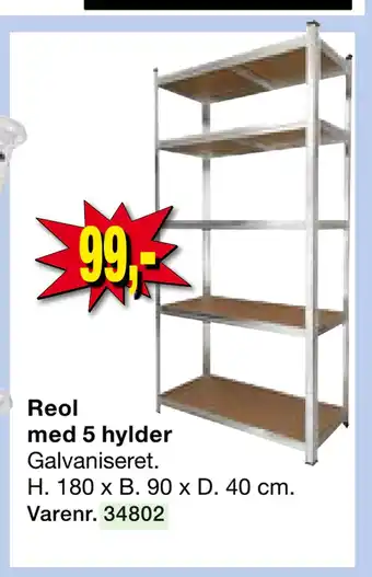 Harald Nyborg Reol med 5 hylder tilbud