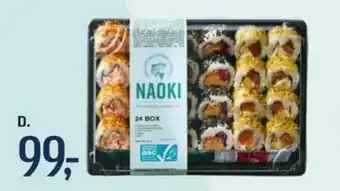 Føtex Naoki sushi. 630 g. Pr. kg tilbud