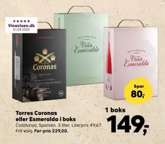 Kvickly Torres Coronas eller Esmeralda i boks tilbud