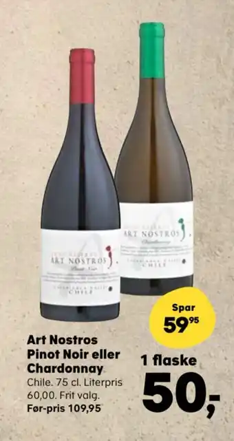 Kvickly Art Nostros Pinot Noir eller Chardonnay tilbud