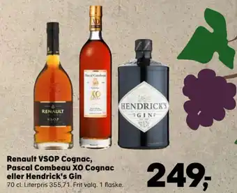 Kvickly Renault VSOP Cognac, Pascal Combeau XO Cognac tilbud