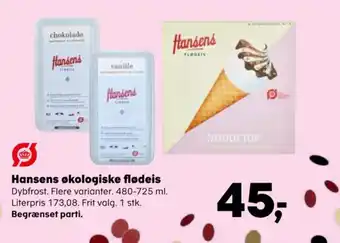 Kvickly Hansens økologiske flødeis tilbud