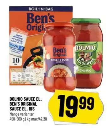 Løvbjerg DOLMIO SAUCE EL. BEN'S ORIGINAL SAUCE EL. RIS tilbud