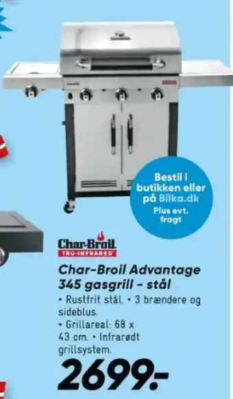 Bilka Char-Broil Advantage 345 gasgrill - stål tilbud