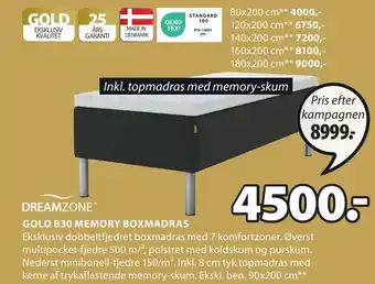 JYSK GOLD B30 MEMORY BOXMADRAS tilbud