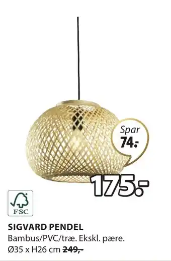 JYSK SIGVARD PENDEL tilbud