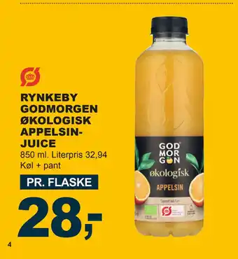 Let-Køb RYNKEBY GODMORGEN ØKOLOGISK APPELSINJUICE tilbud