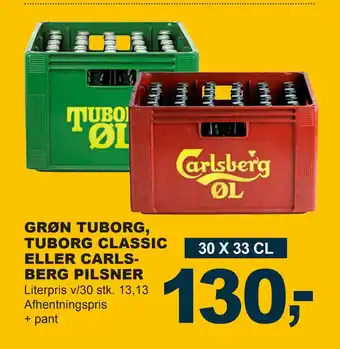 Let-Køb GRØN TUBORG, TUBORG CLASSIC ELLER CARLSBERG PILSNER tilbud