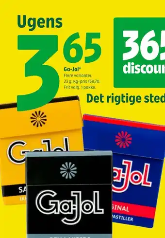 Coop 365 Ga-Jol* Flere varianter. 23 g. Kg-pris 158,70. Frit valg. 1 pakke. tilbud