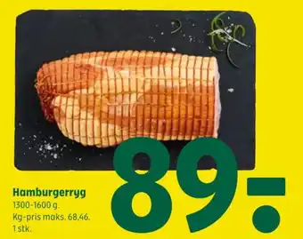 Coop 365 Hamburgerryg 1300-1600 g. Kg-pris maks. 68,46. 1 stk. tilbud