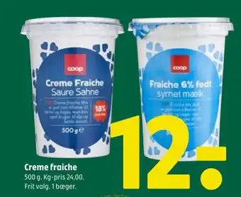 Creme fraiche 500 g. Kg-pris 24,00. Frit valg. 1 bæger.