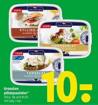 Coop 365 Graasten pålægssalater* 120 g. Kg-pris 83,33. Frit valg. 1 stk. tilbud