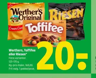 Coop 365 Werthers, Toffifee eller Riesen tilbud