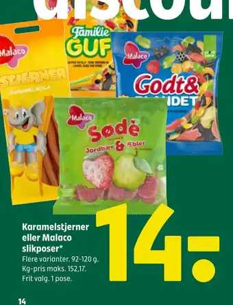 Coop 365 Karamelstjerner eller Malaco slikposer tilbud