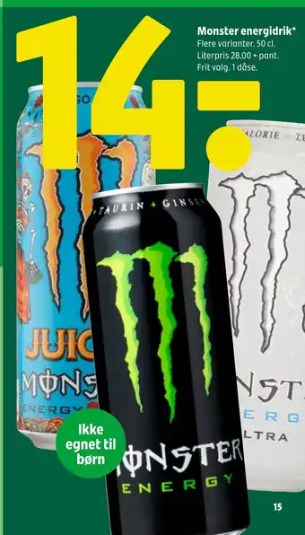 Coop 365 Monster energidrik tilbud