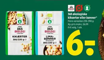 Coop 365 365 økologiske kikærter eller bønner tilbud