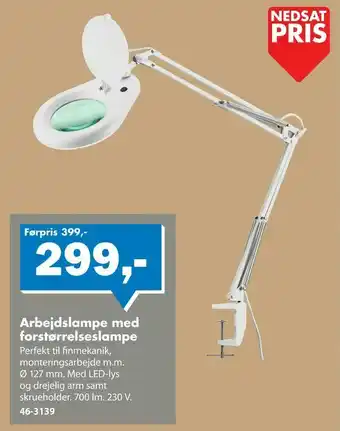 Biltema Arbejdslampe med forstørrelseslampe tilbud