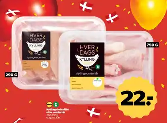 Netto Kyllingeinderfilet eller-underlår tilbud